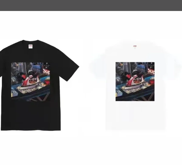 Short Sleeve XL L S Gas BLING M USD Tee Black Large Banknote 22SS Iron T-shirt White Necklace and 0825